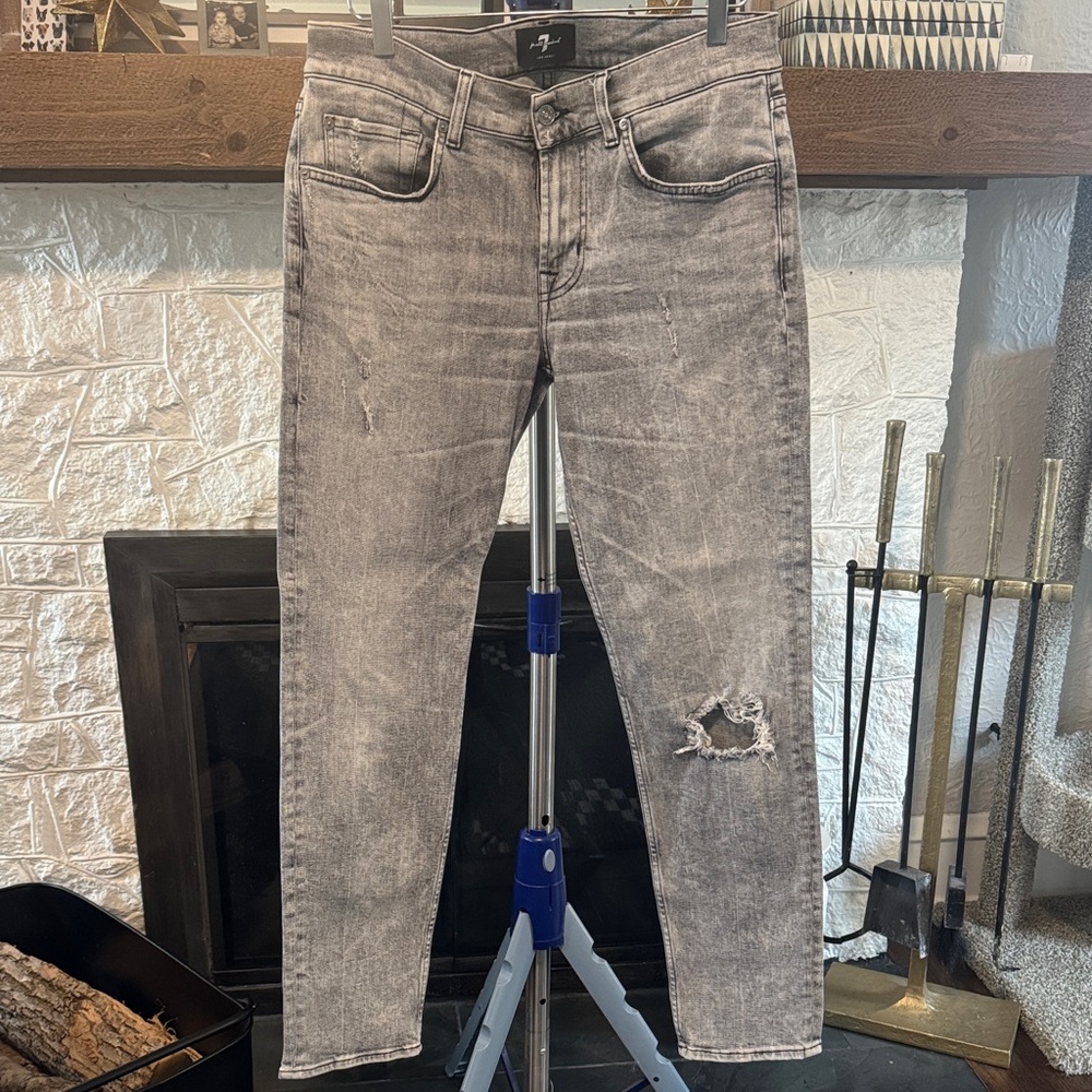 7 for all mankind Distressed Gray slim Jeans for Men